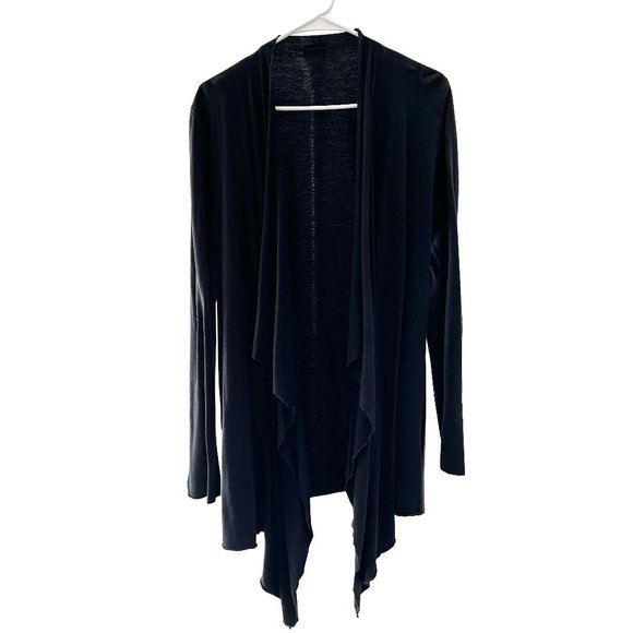 HARD TAIL Black Long Sleeve Open Cardigan w. Uneven Hem Size Small - Picture 1 of 3